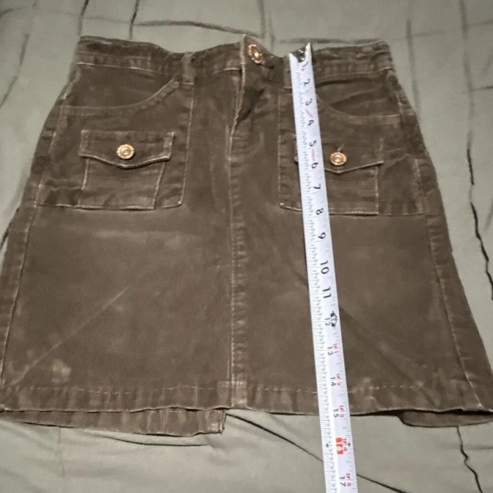 Old Navy Girls-Brown Corduroy, A-Line Knee Skirt, Pockets Button: Size 10